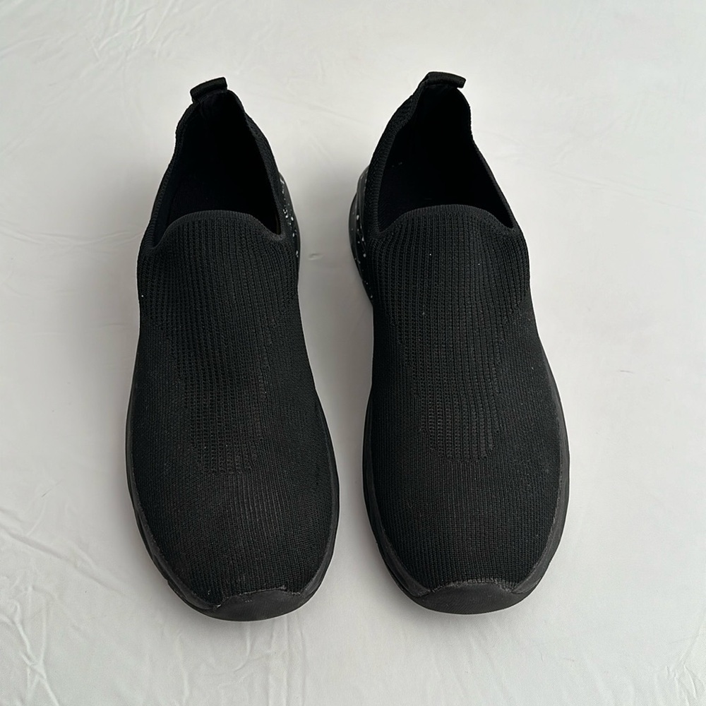 Zara black and white speckle slip on shoes